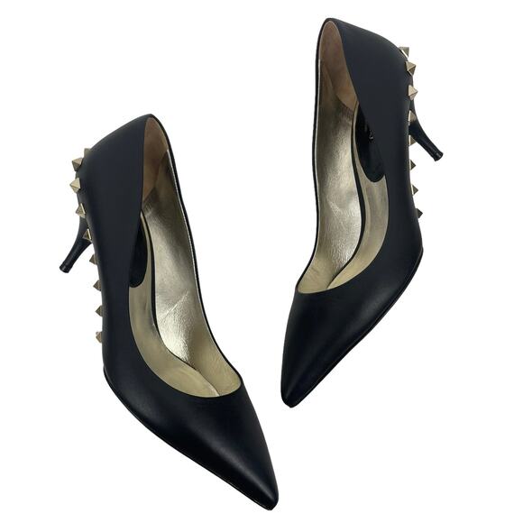 Valentino Garavani Jaw Rockstuds Pointed Toe Pumps Leather Black Size 37 - Picture 5 of 12